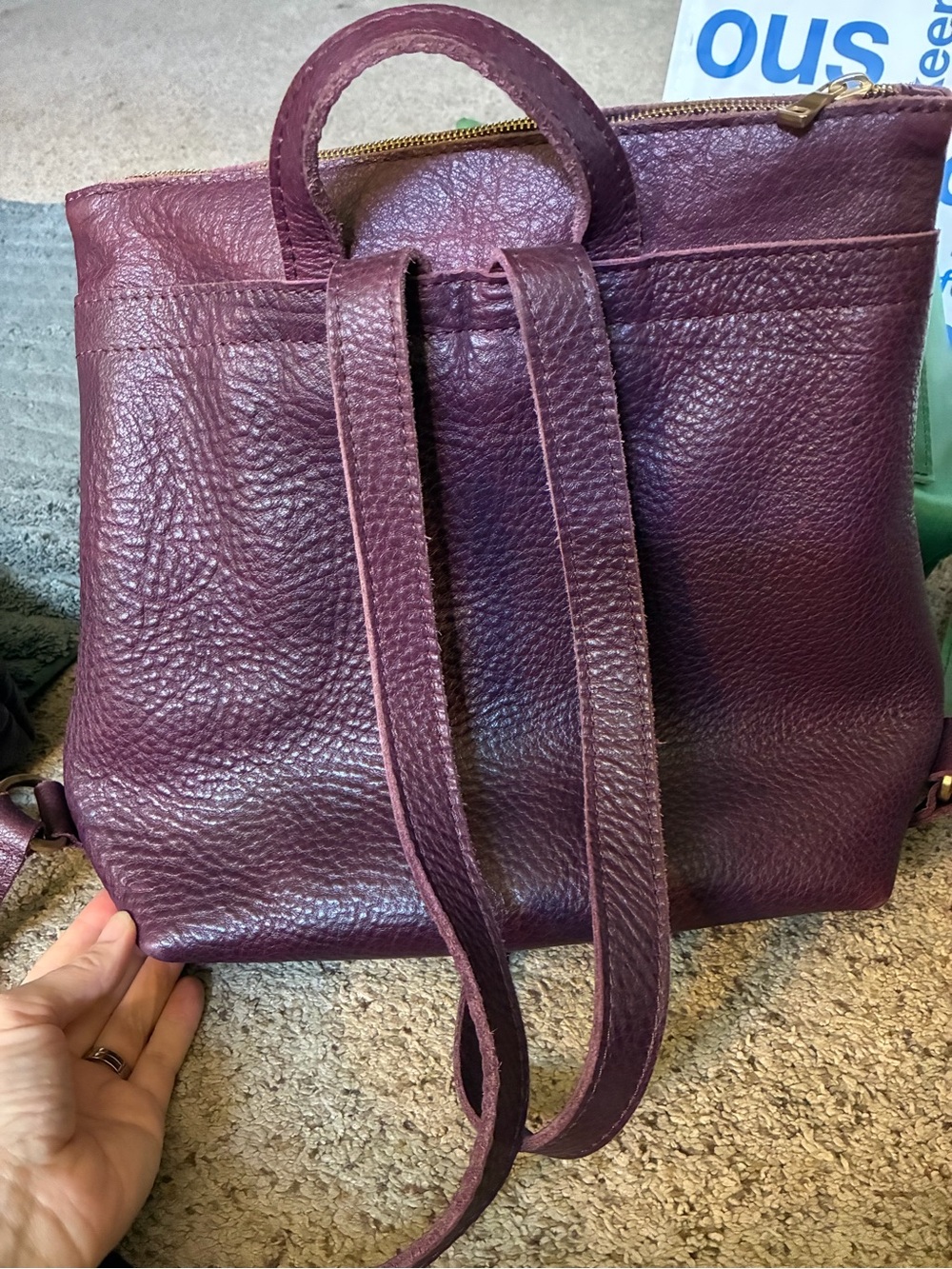 Classic Leather Backpack in Deep Plum - Picture 2 of 3